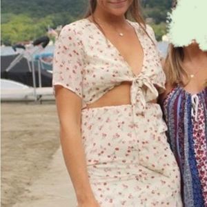 Nasty Gal Floral Cutout Tie Front Mini Dress